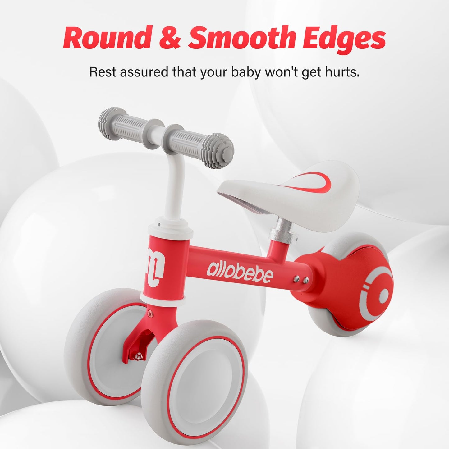 Allobebe Baby Balance Bike-Gifts And Toys For 1 Year Old Girls Boys No Pedal Bicycle With Adjustable Seat 3 Wheels Toddler Bike For 12-36 Months Baby