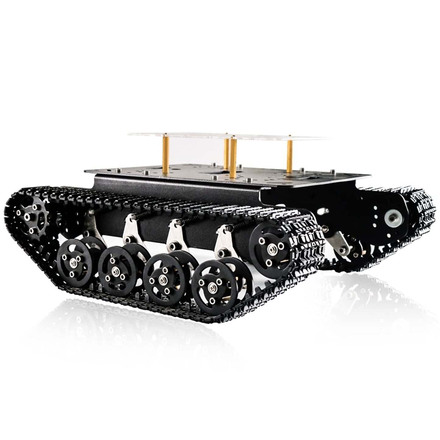 Professional Shock-Absorbing Smart Metal Robot Tank Car Chassis Kit For Arduino/Raspberry, Tracked Suspension Absorption Vehicle