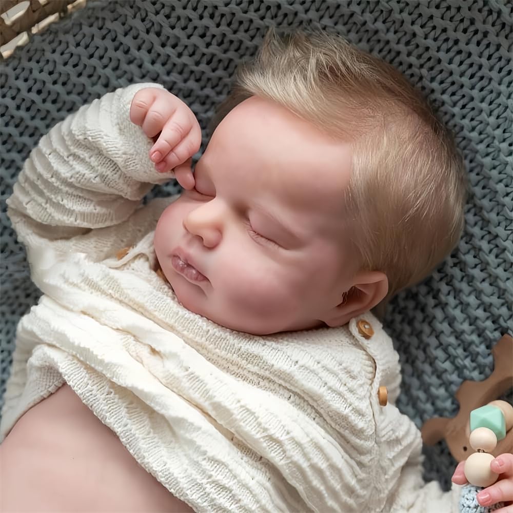 Oyesy Reborn Baby Dolls Girls 20 Inches Handmade Washable Reborn Babies Soft Vinyl Body With Anatomically Correct, Reborn Doll Looks Like A Real Baby (Closed Eyes Blonde Girls)