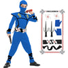 Satkull Ninja Costumes Halloween Ninja Costume For Kids Dragon Ninja Costumes Set Halloween Role Play Costume For Boys(Kids-M-6/7T Blue)