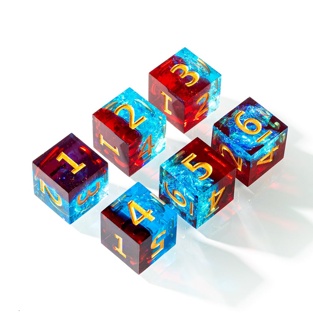 Yiotfandoll 6Pcs Polyhedral Dice D6 Dice 16Mm Resin Dice Game Dice For Rpg Mtg Dnd Dice Table Games (Red Blue)
