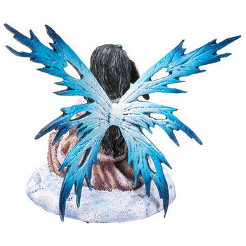 Pacific Giftware Fairyland Blue Winged Fairy With Baby Wolf Statue Figurine