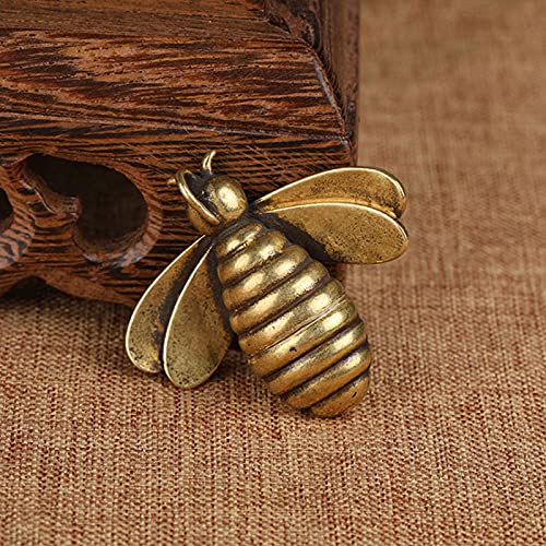 Acxico 1Pcs Brass Retro Bee Figurine Small Bee Statue Ornament House Animal Figurines Gift
