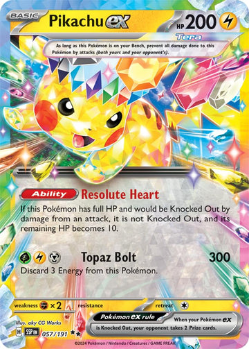 Pokemon - Pikachu Ex 057/191 - Surging Sparks - Tera Double Rare - Foil Single Card