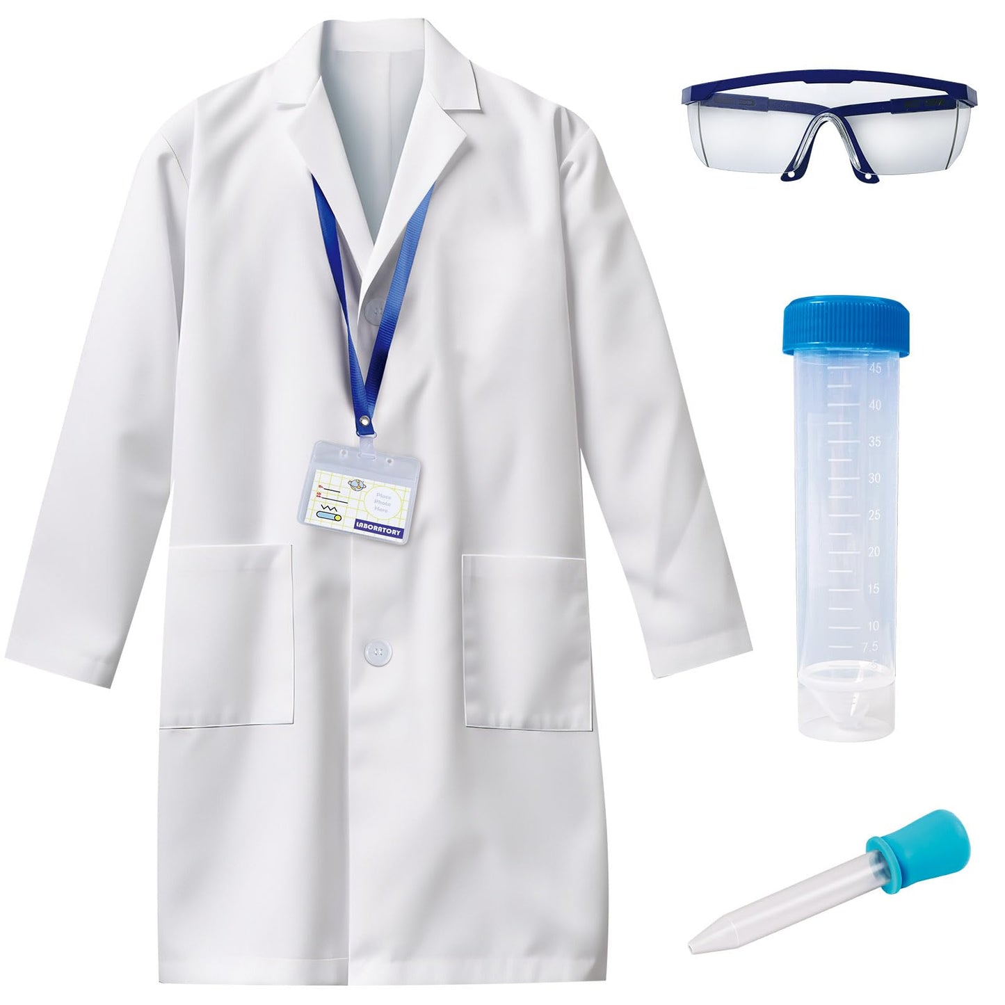 Unglinga Kids Lab Coat Doctor Scientist Costume With Science Goggles Id Card Test Tube L