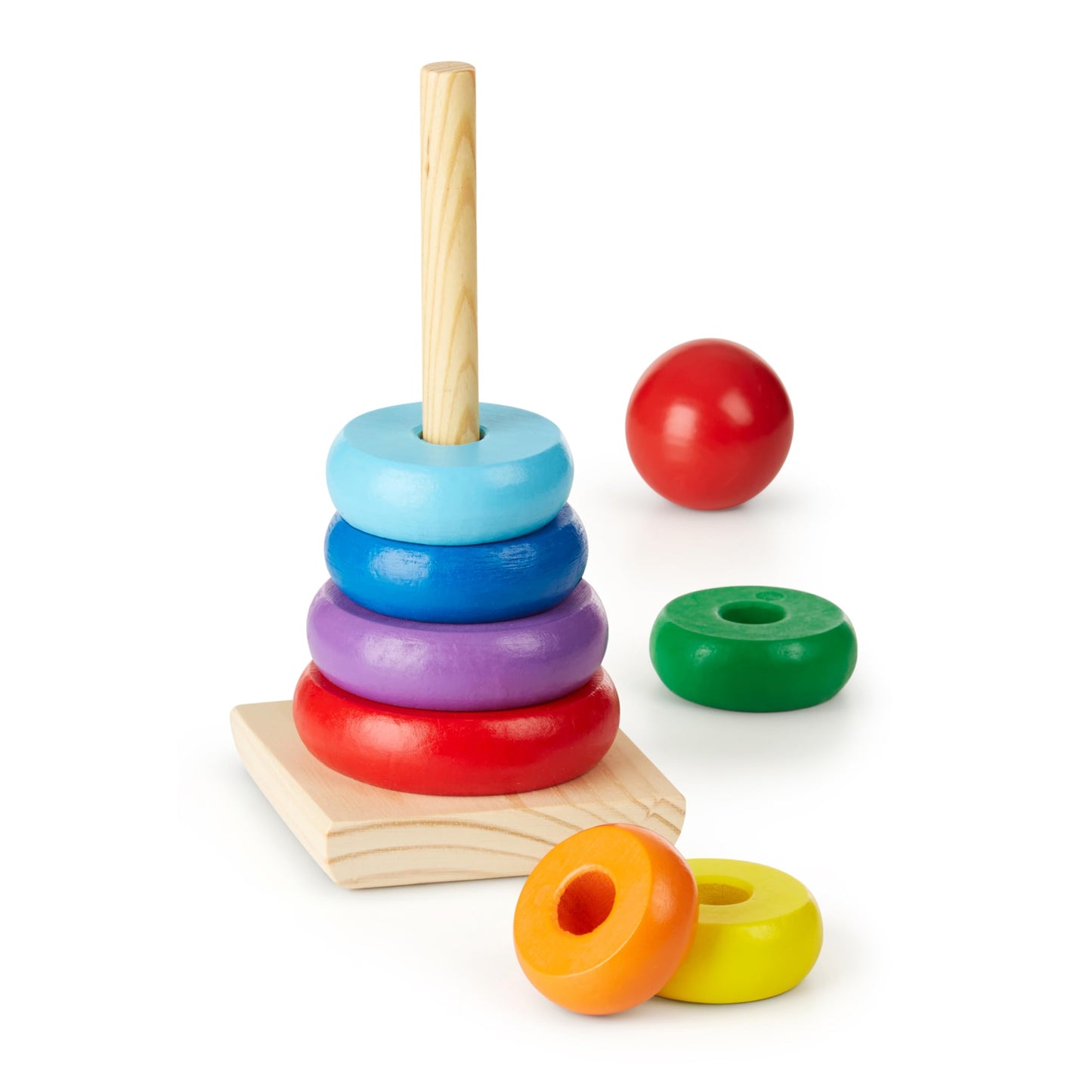 Melissa & Doug Rainbow Stacker Wooden Ring Educational Toy - Wooden Rainbow Stacking Rings Baby Toy, Stacker Toys For Infants And Toddlers