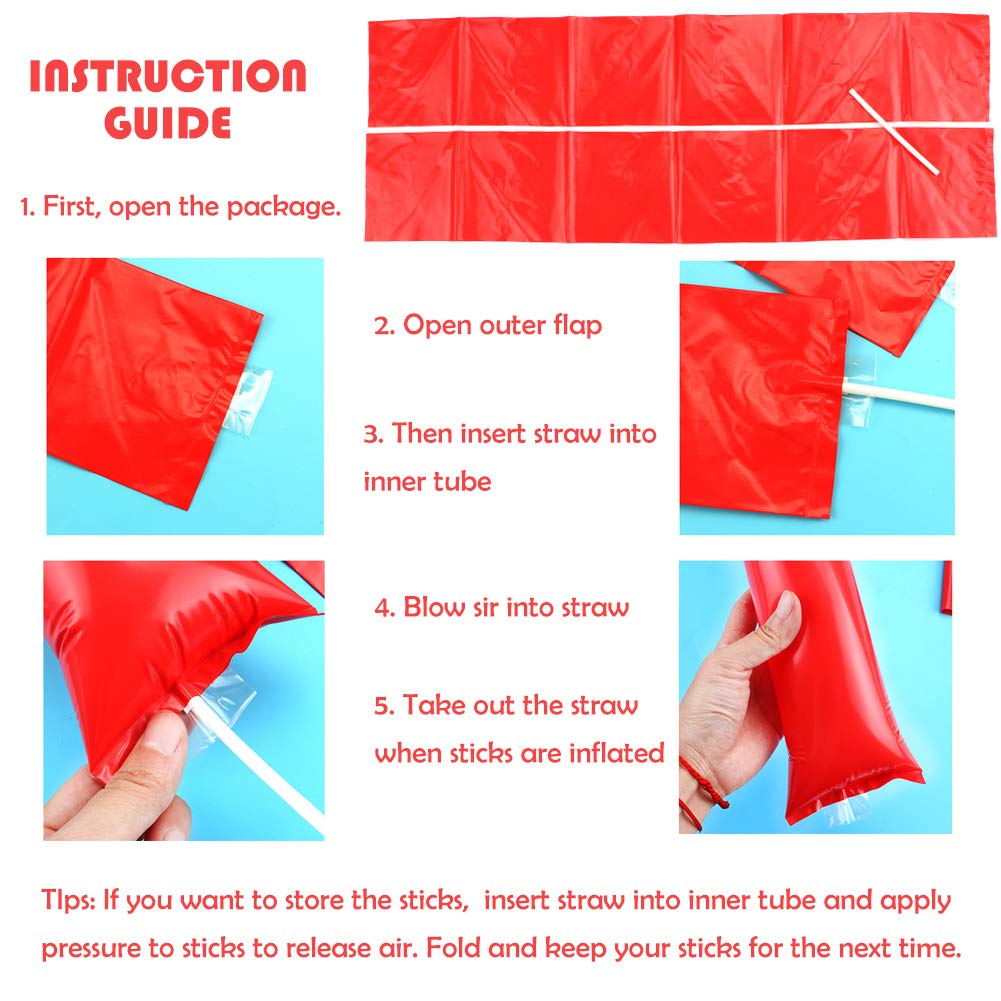Hooshing 40Pcs Bam Bam Thunder Sticks Royal Blue Cheerleading Plastic Clap Hands Outfit Inflatable Noisemakers For Cheering Bask