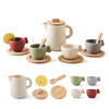 Wooden Tea Set for Little Girls, Enchanting Tea Party Set Silicone Tea Set Teapot Cups Carrying Scoop Kids Kitchen Accessories T