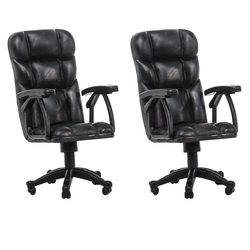 Set Of 2 Plastic Toy Miniature Breakable Office Chair Accessories For Action Figures, Dioramas, Models