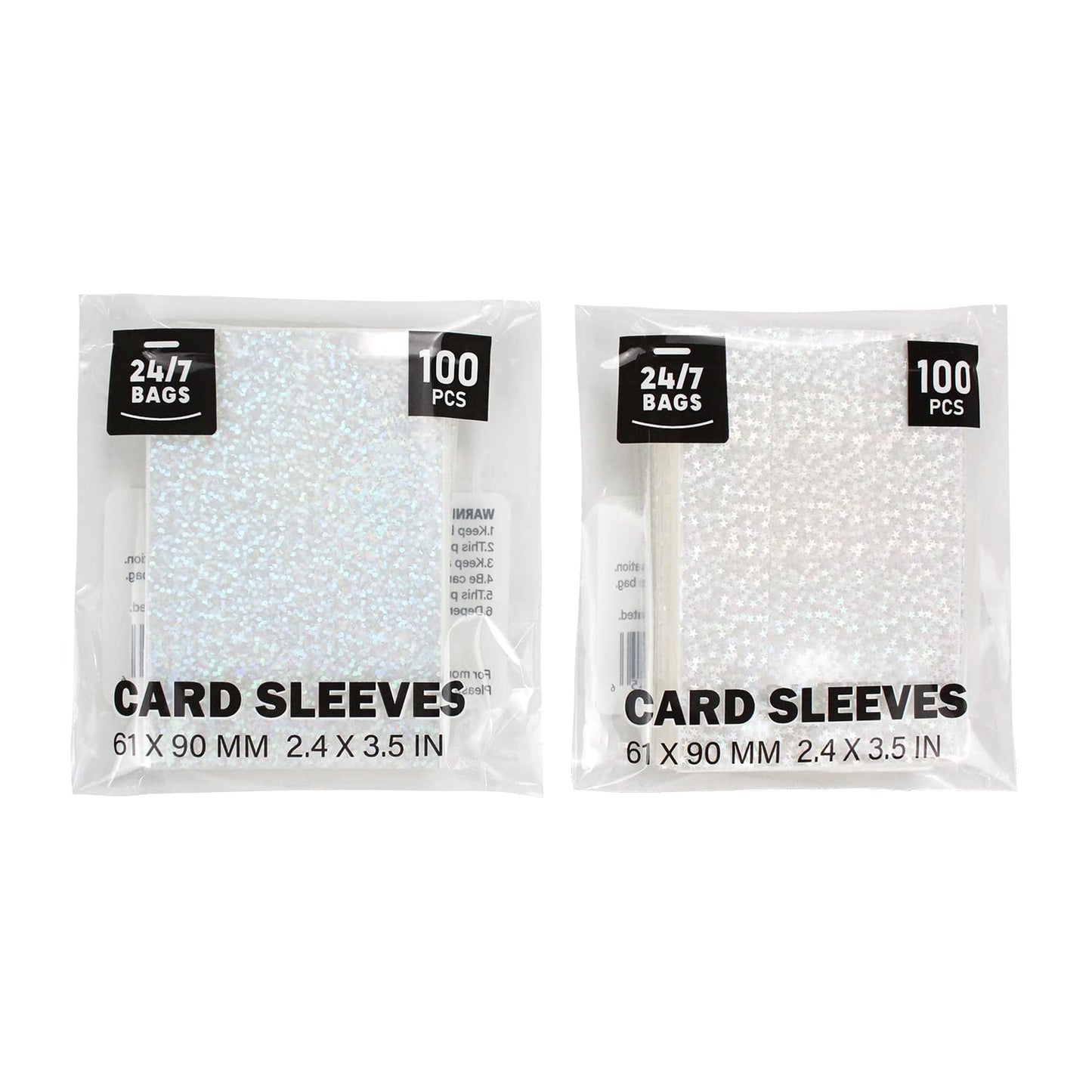 200 Card Protective Sleeves, 2.4 X3.5 , Clear Front/Holographic Back, Pvc-Free, Size Fits Most Trading Cards, Collect Your C