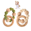 Promise Babe Silicone & Beech Baby Teether Retro Color Bracelet 2Pc Set Wooden Nursing Bracelet
