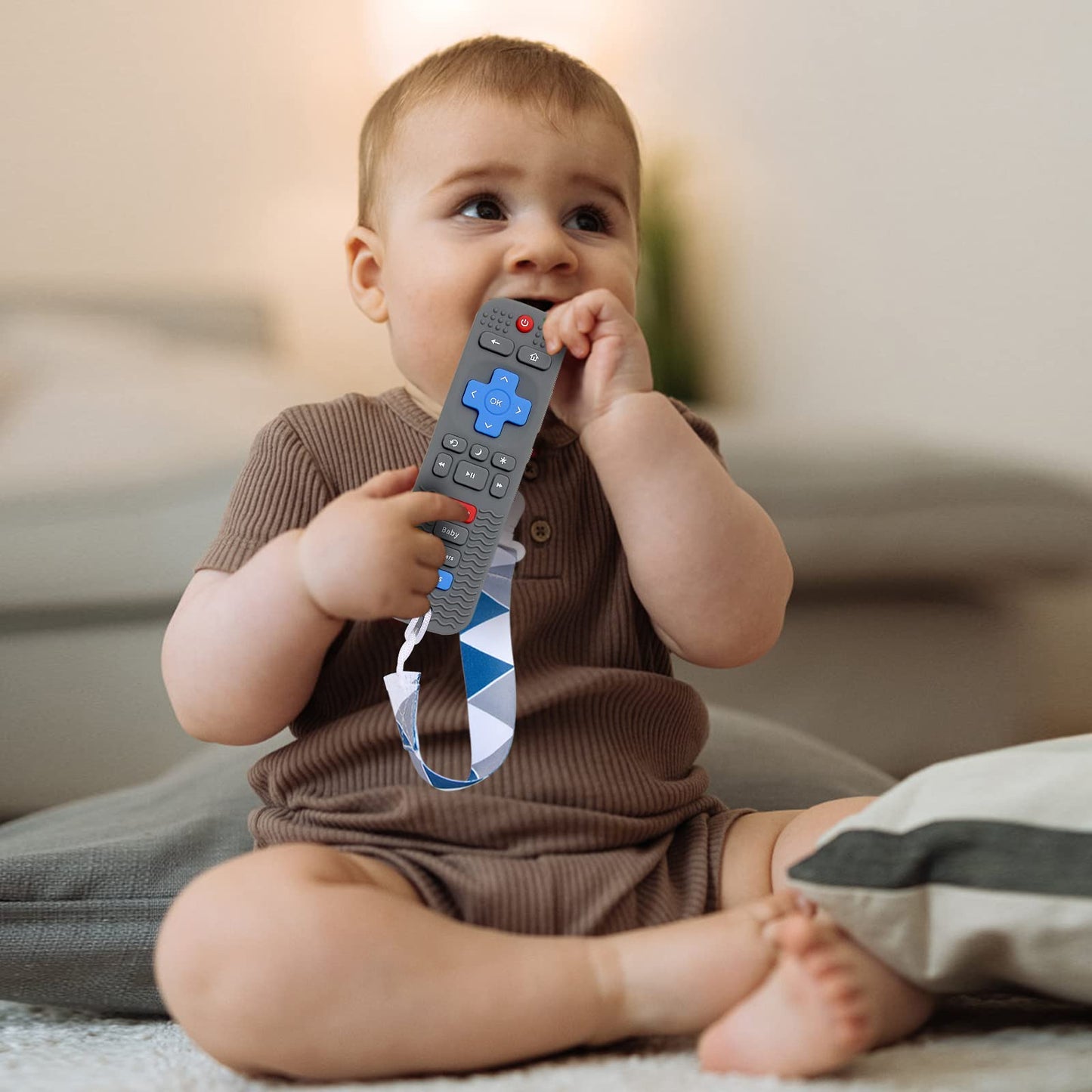 Eascrozn 2 Pack Silicone Baby Teething Toys, Remote Control Shape Teething Toys for Babies 6-12 Months, BPA Free, Soft and Textu