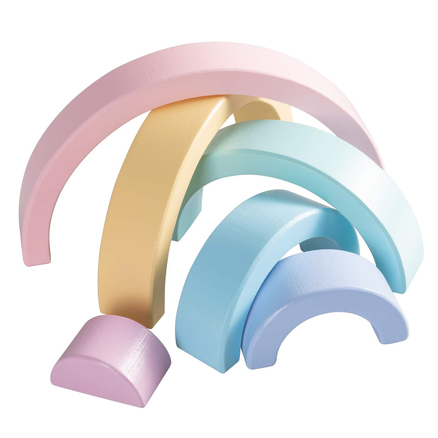 MERRYHEART Wooden Rainbow Stacking Toy - 6 Piece Pastel Rainbow, Montessori Learning Aid, 10.3 x 5.2 x 1.65 inches for Babies & Toddl