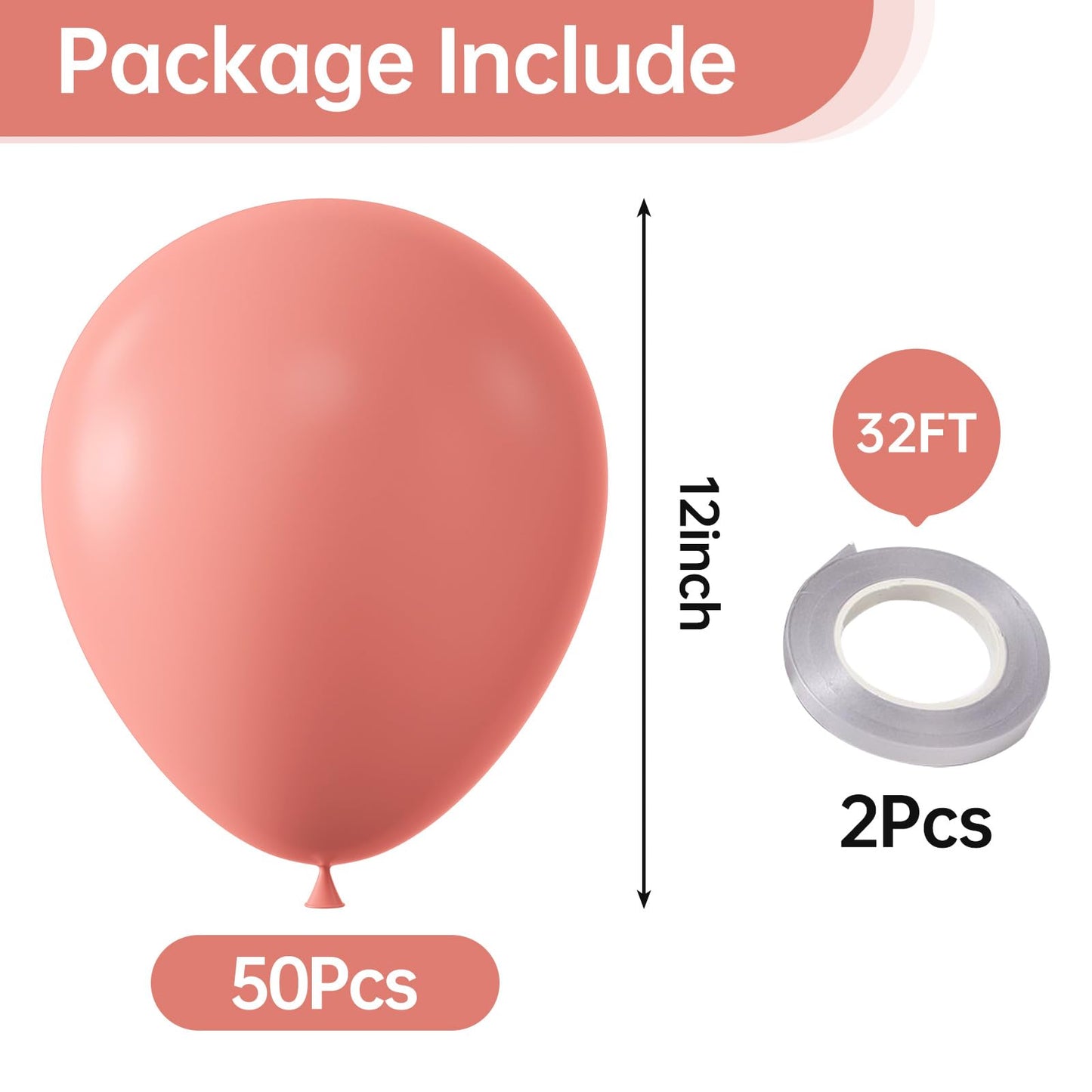 Kalor 12 Inch Coral Red Balloons, 50 Pcs Latex Helium Balloons For Kid'S Birthday Party, Baby Shower, Wedding, Graduate Party Decorations