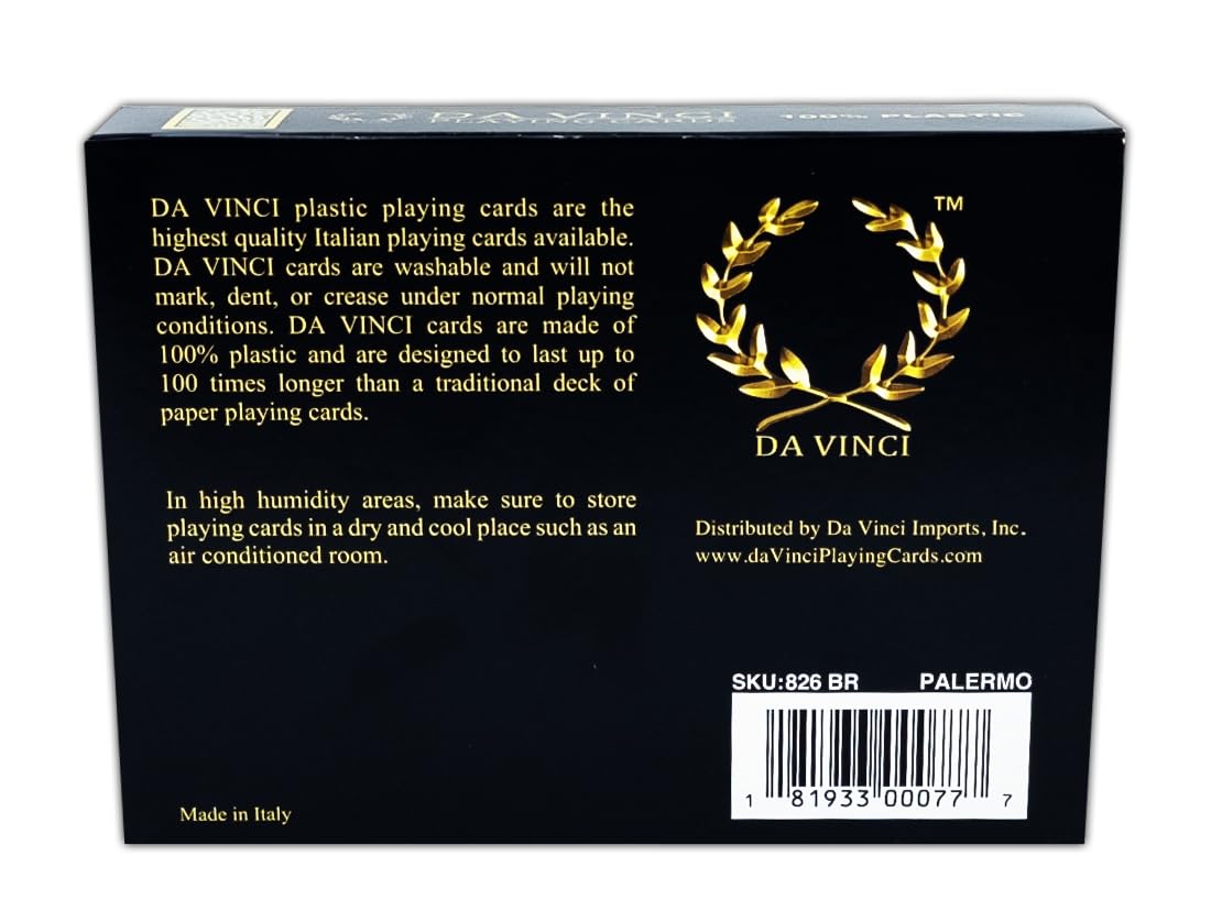 Da Vinci Palermo, Italian 100% Plastic Playing Cards, 2 Deck Set With Hard Shell Case And 2 Cut Cards (Bridge Size Regular Index)
