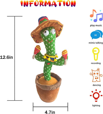 Vocloud Dancing Cactus Talking Cactus Baby Toys-Infant Tummy Time Toys For For 0-6 Months 6-12Months 1 Year Old,Recording,Repeat