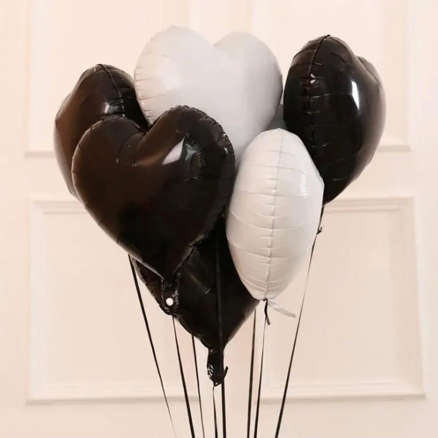 GRESATEK Black Heart Balloons - 10 Pcs 18-Inch Foil Mylar Balloons for Valentine's, Engagement, Birthday, and Wedding Decorations