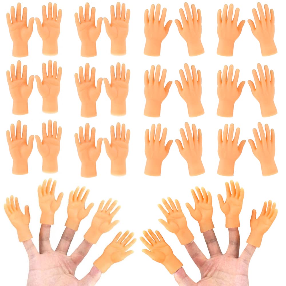 20Pcs Tiny Hands Finger Puppets, Miniature Small Hands Realistic Design Mini Prank Hand Gag Performance Party Favors, 10 Left & 10 Right