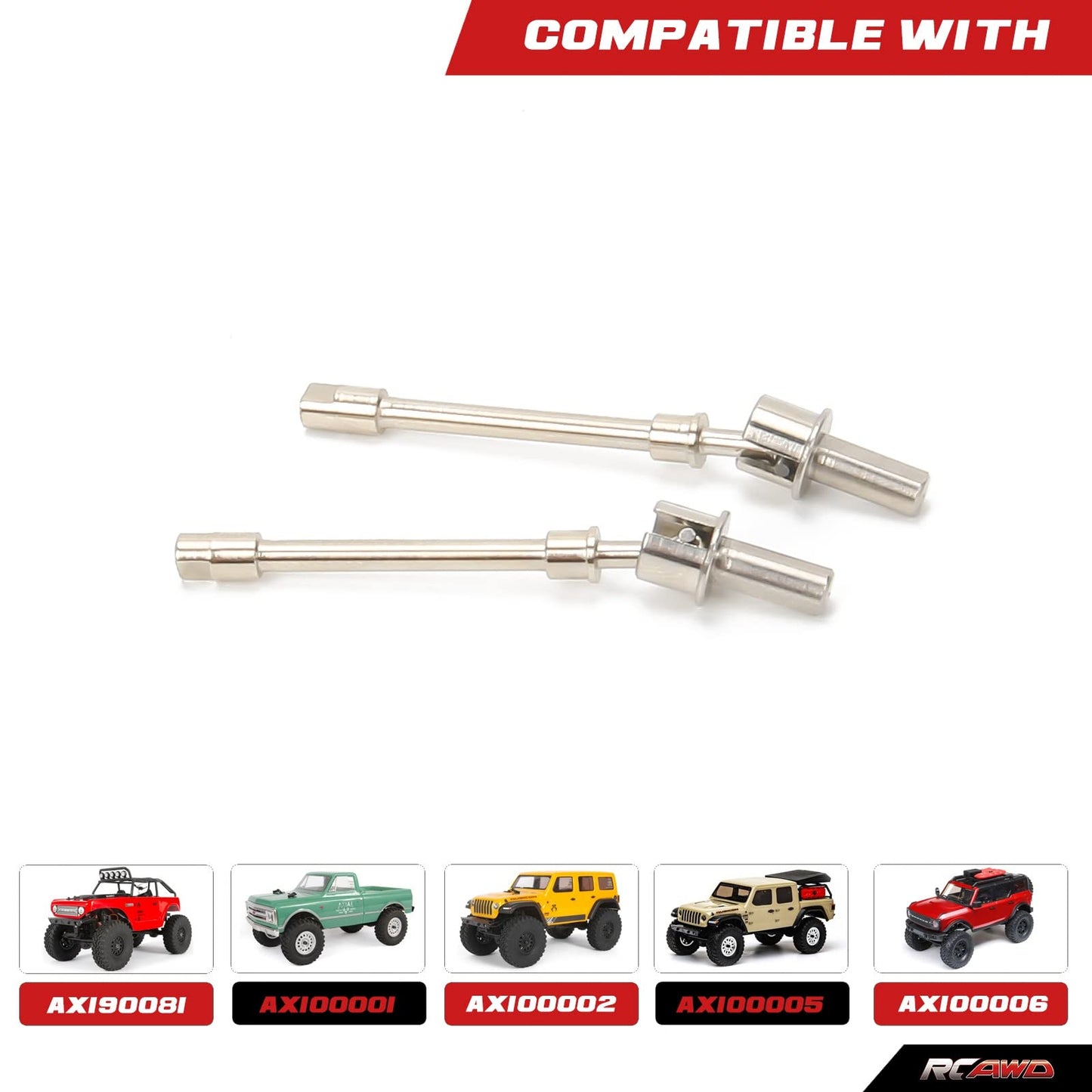 RCAWD #45 Steel Front Drive Shaft Axles and Portal Cups for Rcawd Front Portal Axle for Axial 1-24 Scx24 Crawlers
