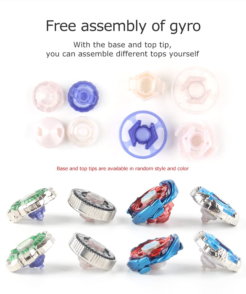 Goijrer Gyros 4 Pieces Pack Battling Tops Metal Fusion Starter Set With Stickers Two Launchers Gift Idea Toys With Storage Box
