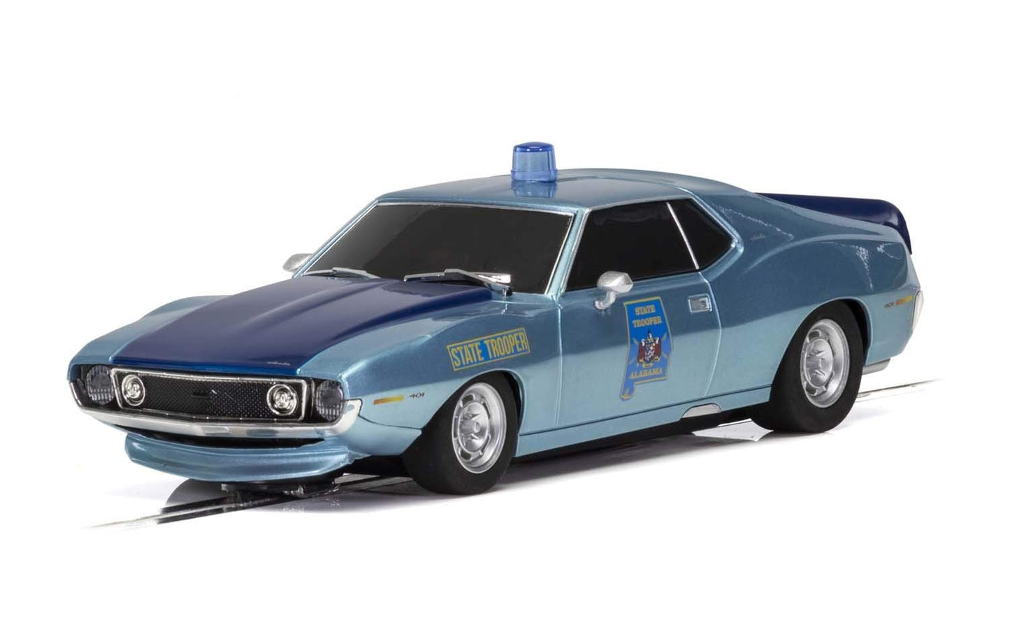 Scalextric Amc Javelin Alabama State Trooper 1:32 Police Slot Race Car With Working Siren C4058, Blue