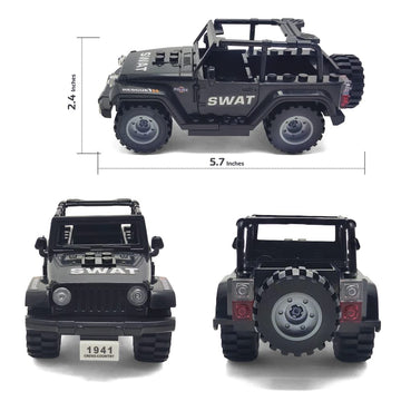 Toysvill SWAT Military Police Building Block Set for Kids | SUV + Soldiers Minifigures (22 PCS) with and Accessories Gift