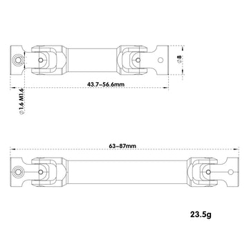 MEUS RACING Stainless Steel TRX4M Driveshaft, Drive Shaft for Traxxas 1/18 TRX4M High Trail K10/F150 RC Crawler Upgrade Parts, B