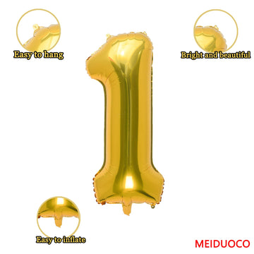 32 Inch Gold Number 1 Balloons Foil Ballon Digital Birthday Party Decoration Supplies (Gold Number 1 Balloon)