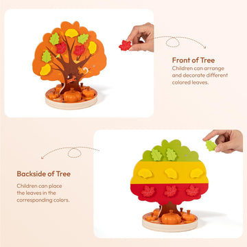 Woodtoe Montessori Toys For 3 4 5 6 Year Old, Pumpkin Picking Magnetic Leaves Tree Toy, Toddler Fine Motor Skill Toy, Wooden Sen