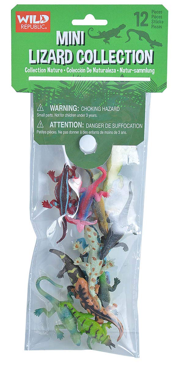 Wild Republic Mini Lizard Polybag, Kids Gifts, Educational Toys, Reusable Bag, 12Piece, Medium