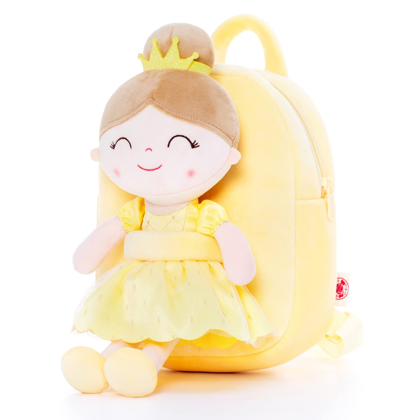 Gloveleya Toddler Backpack For Girls Kids Backpacks Soft Girl Toys Plush Baby Girl Gifts With Plush Princess Bella Doll Yellow 9'