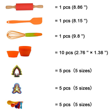 Tossow Kids Baking Tools Set Cupcake Pop Maker With Rolling Pin,Muffin Cups,Measuring Spoons,Cooking Baking Supplies 28-Piece Ki