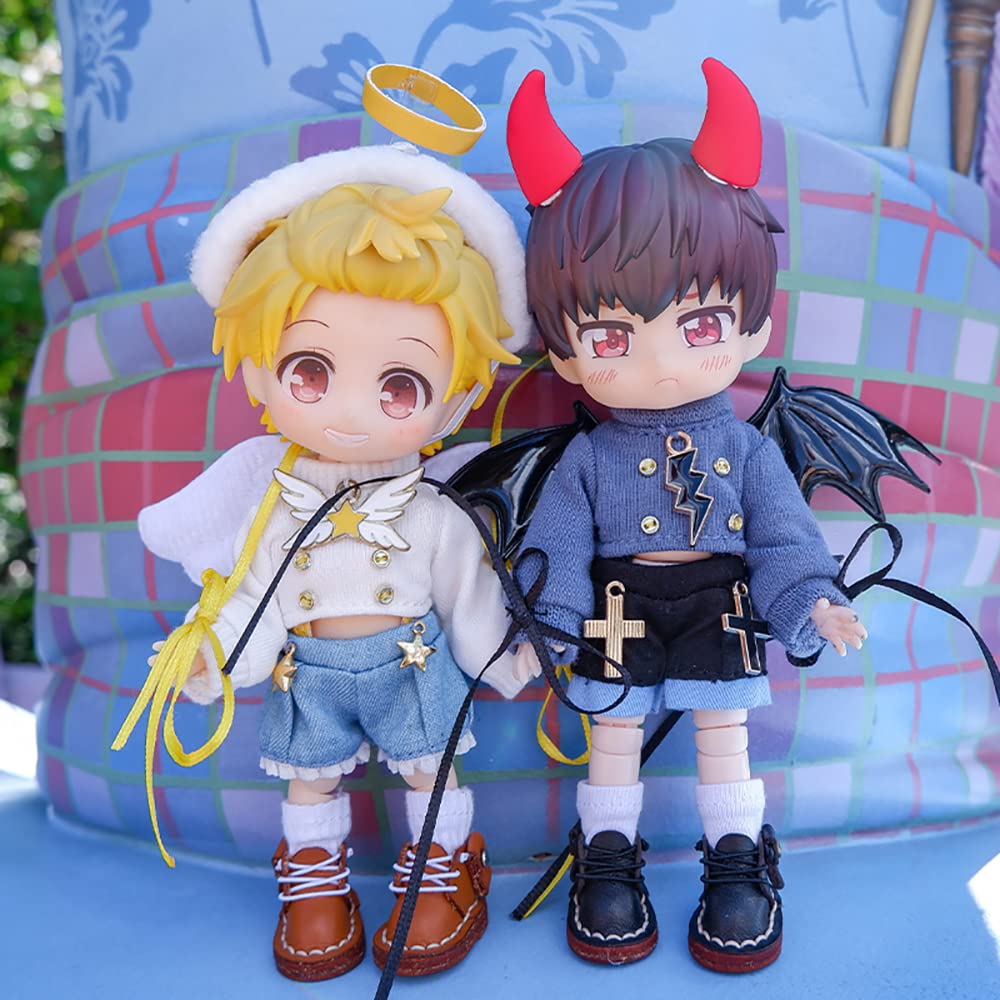 Xidondon Angel Suit Demon Suit For Ob11, Gsc, Ymy, Body9, Molly, 1/12 Bjd Doll Clothes Accessories (Black)