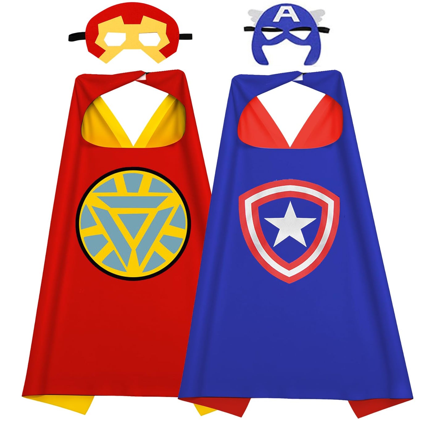 Riorand Kids Superhero Capes And Masks, Ideal For Boys And Girls Cosplay,Birthday Party,Christmas,Halloween Dress Up Red+Blue