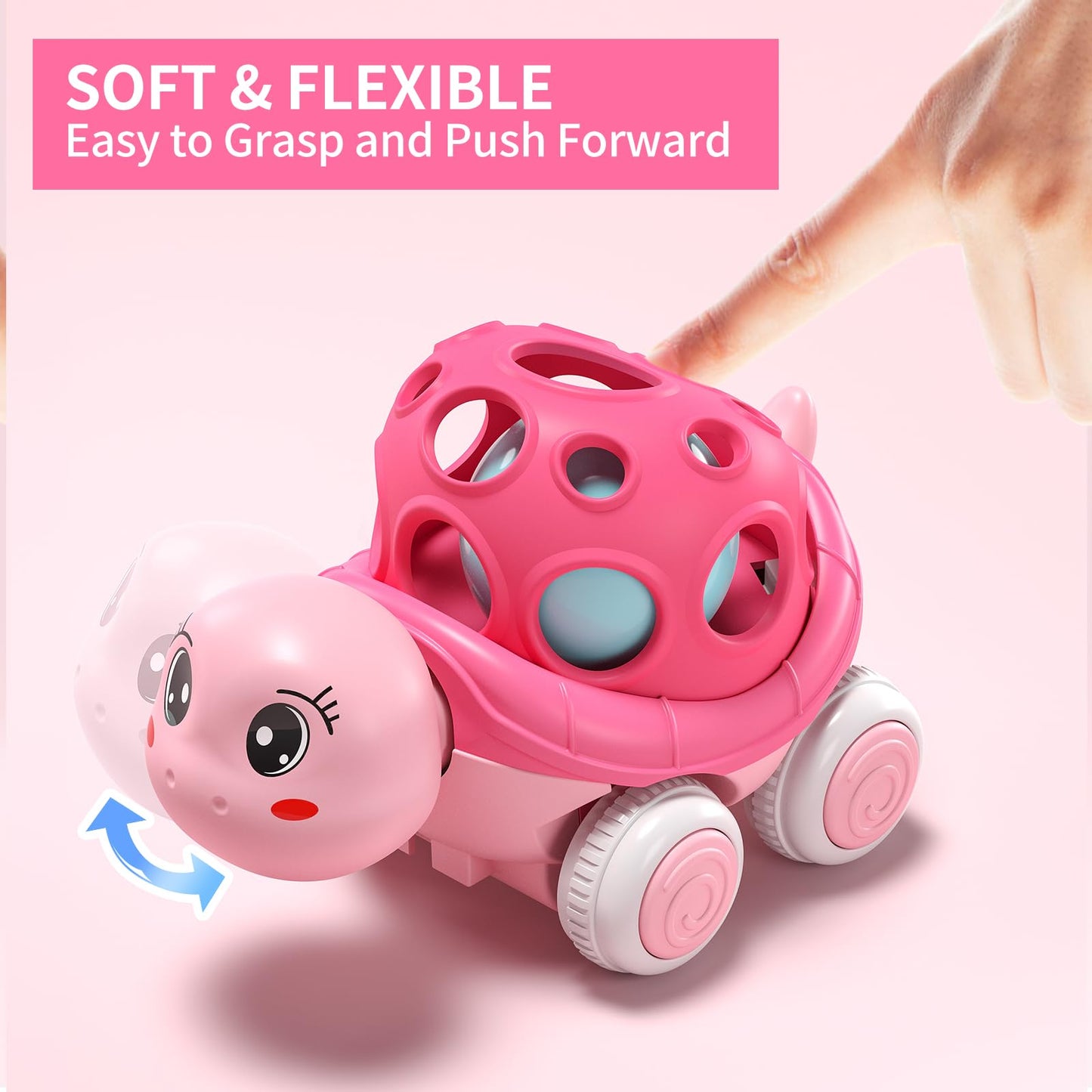 Xfffun 4 Set Toy Cars For Toddler Girl Valentines Day Gifts, Toddlers Push Car Toys Pink, Rattles Push And Go Truck, Birthday Pr