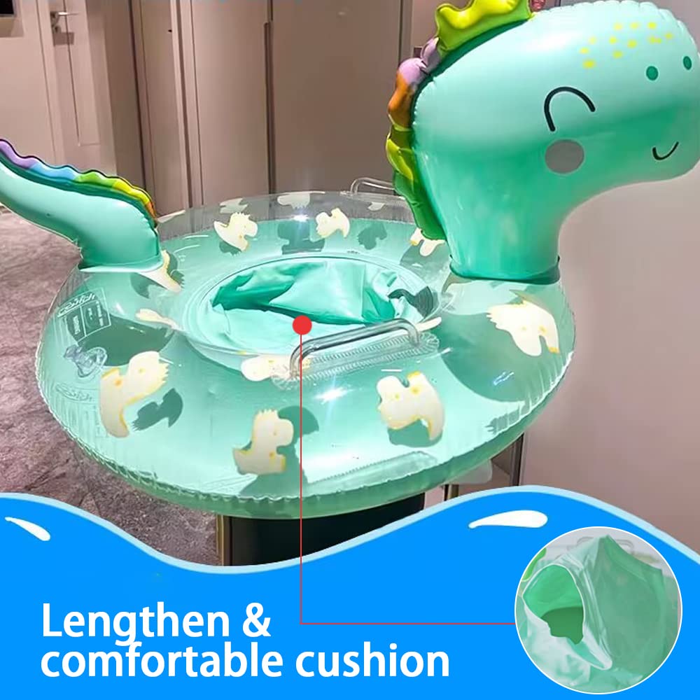 New Baby Swimming Pool Floats For Toddler Kids 0-8 Years Under 44Lb, Inflatable Swim Ring Water Raft With Seat And Handle For Summer Beach Outdoor Children Infant Bath Toys (Green Dinosaur)