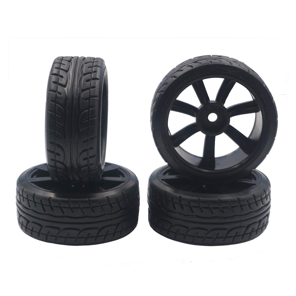 4Pcs ShareGoo OD62mm Hard Plastic RC Drift Car Tires & Wheel Rims 12mm Hex Tyre Compatible with Traxxas HSP Tamiya HPI Kyosho 1/
