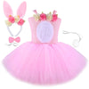 RABISS Easter Kids Girls Bunny Costume Tutu Dress Up Clothes Set - Rabbit Birthday Party Animal Costume - Pink