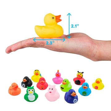 Kicko 2 Inches Assorted Rubber Ducks In Bulk - 50 Pack - Ducking Jeeps For Kids