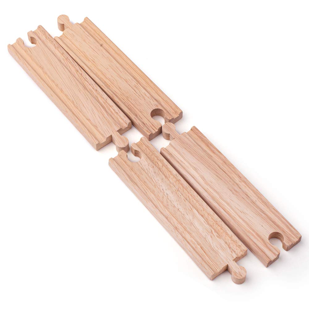Bigjigs Rail Long Straights (Pack Of 4) - Other Major Wooden Rail Brands Are Compatible