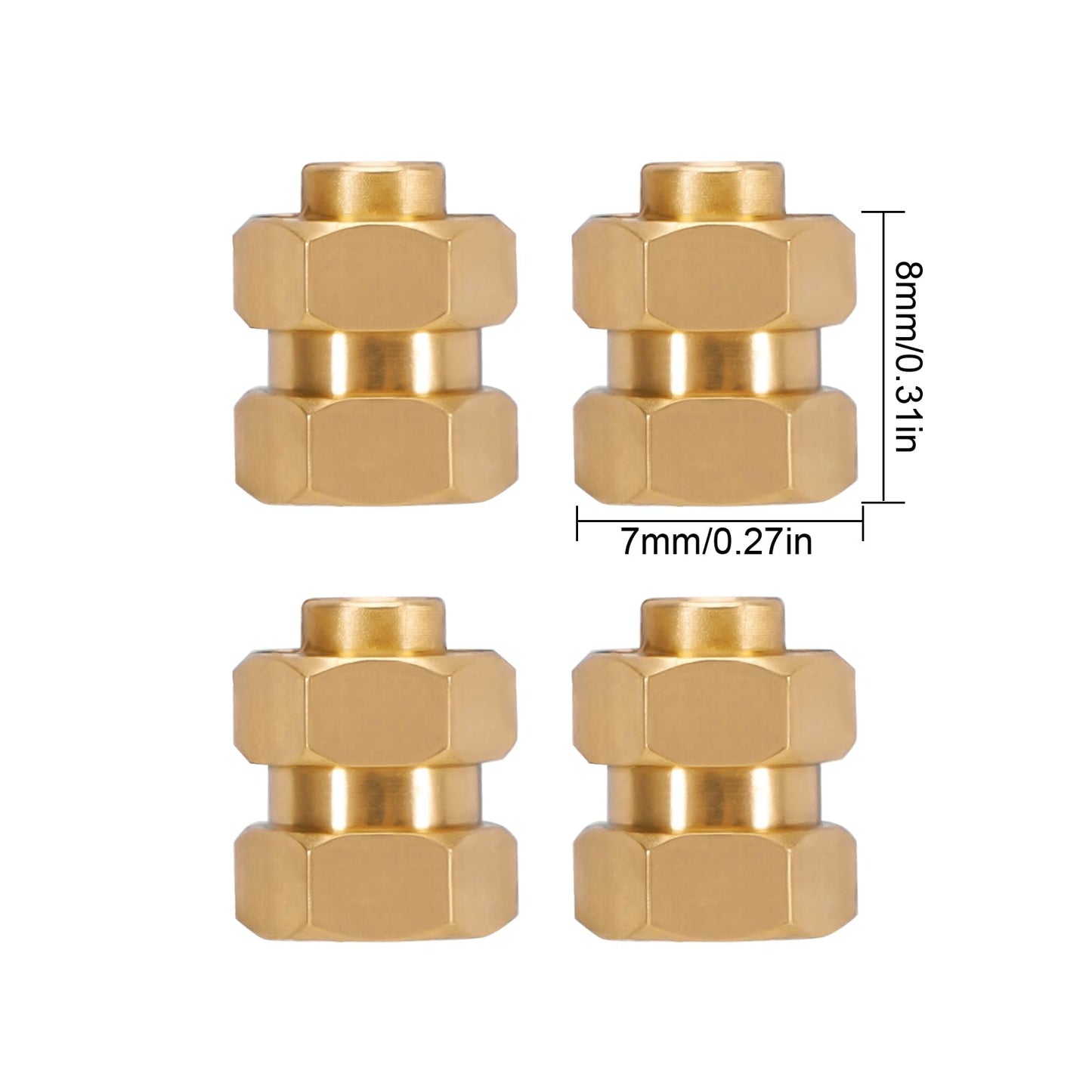 INJORA RC Brass Extended Hex Wheel Hubs for 1/24 RC Crawler Car Axial AX24 SCX24 90081 Upgrade Parts