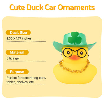 wonuu Rubber Duck St. Patrick's Day Decorations Patrick's Day Party Favors Supplies Duck Lucky Green Shamrocks Hat Car Rubber Du