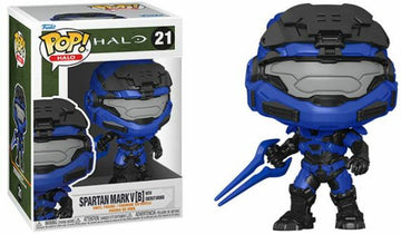 POP Halo Infinite - Spartan Mark V with Blue Energy decorative replica blade Funko Vinyl Figure (Bundled with Compatible Box Protector Case)