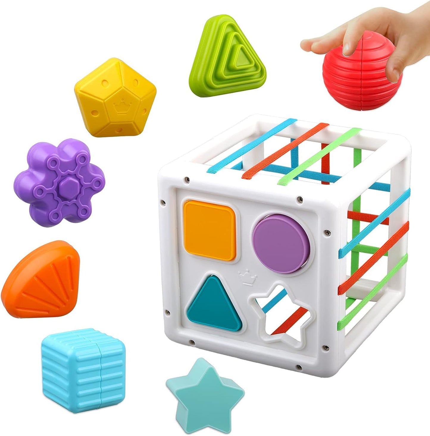 Aasmudrat Sensory Shape Sorter Blocks ToyActivity Cube BinsMontessori Educational Learning Fine Motor Skills Toys For Baby Tod
