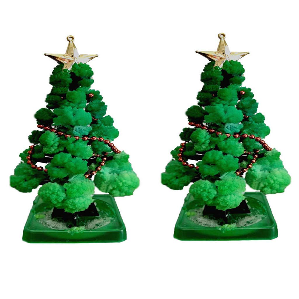 Geduochn Mini Christmas Tree Magic Growing, Paper Tree Diy Crystal Growing Kit/Ornaments Decoration Toy Novelty Xmas Gift Boys Girls Science Kits & Toys Learning Guide (2Pcs)