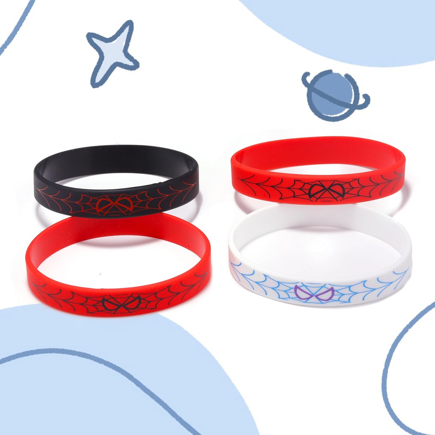 yisncka 24Pcs Spider Silicone Wristbands Bracelets hero Spider Party Decorations Supplies for Spider Theme Boys Girl Birthday Pa