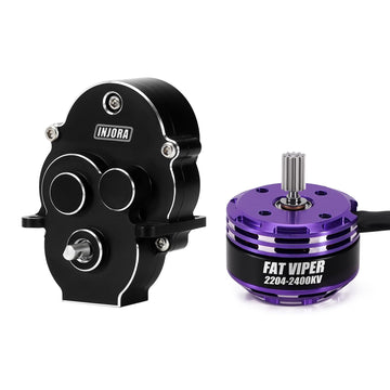 INJORA Fat Viper 2204 2400KV Brushless Outrunner Motor & Transmission for TRX4M 1/18 RC Upgrade