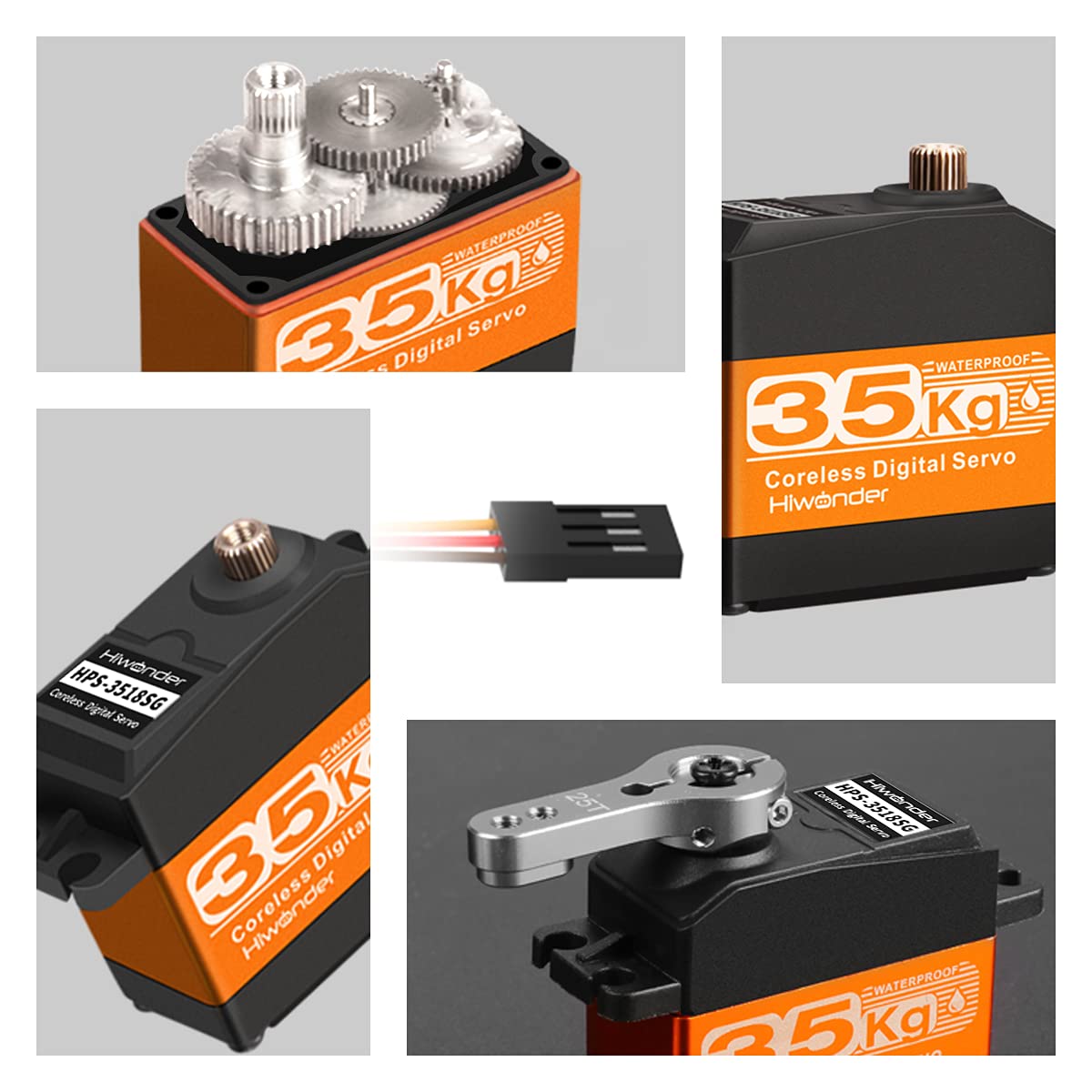 35KG High Torque Coreless Servo Motor Metal Gear Digital and Stainless Steel Gear Servo for Robotic DIY, RC Car Control Angle 18