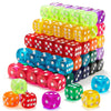 Riaaorr 100 Pieces 16MM Colored Dice Set, Standard Bulk Colors Dices, Classroom Dice, Translucent 6 Sided Games Dice for Board G
