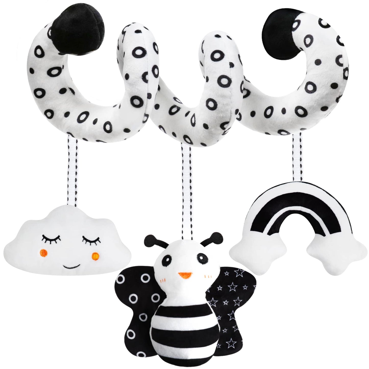 Gkdoms Baby Spiral Hanging Stroller And Car Seat Toys Black And White High Contrast Sensory Toy Newborn Plush Activity Toys Party Favors Quality Gifts For Baby Shower Easter Basket Stuffers -Bee